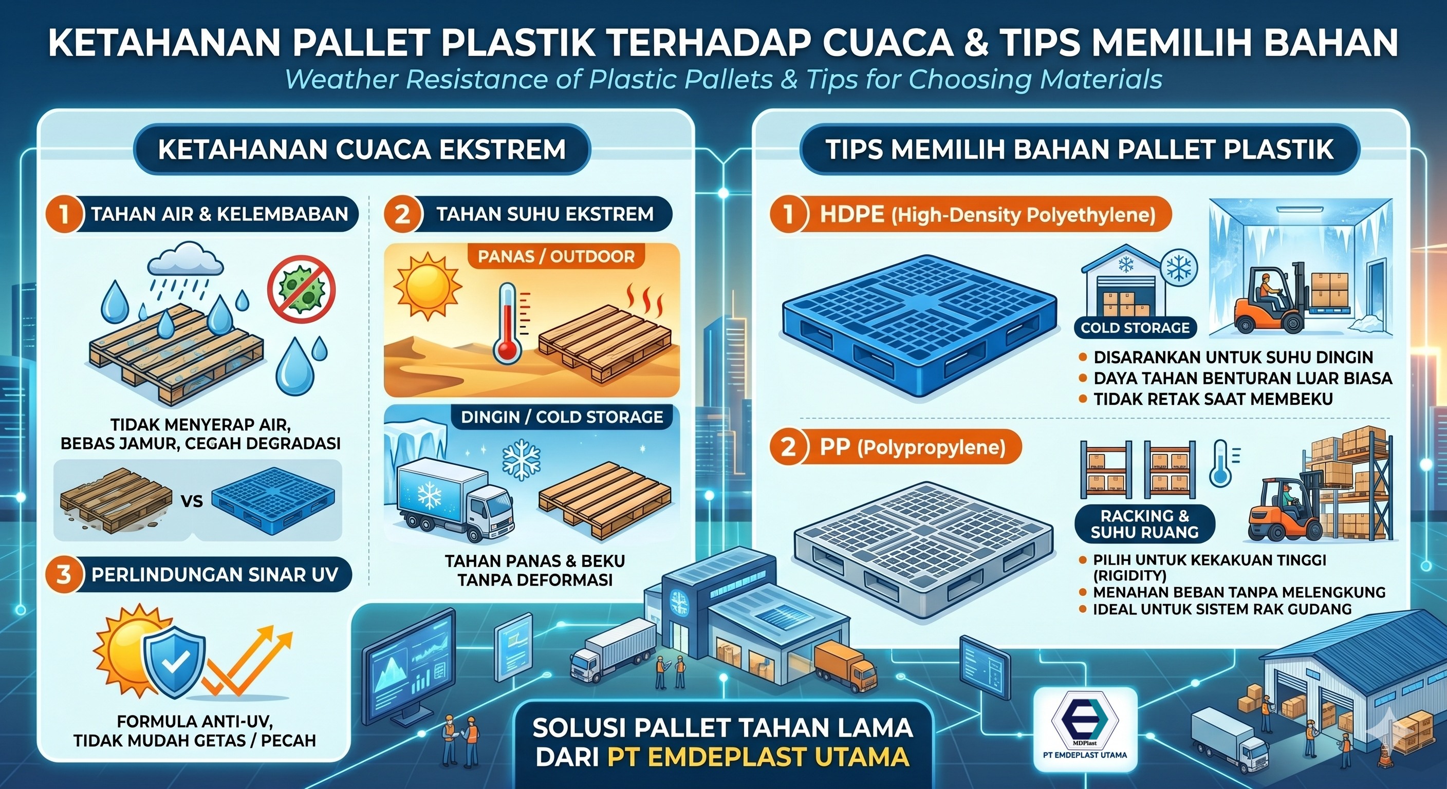 Ketahanan Pallet Plastik Terhadap Cuaca Ekstrem dan Tips Memilih Bahannya
